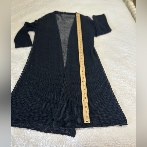 Black Mesh Cardigan/Swim Coverup.  Size Large. Coastal. Euro Summer. - Picture 5 of 6